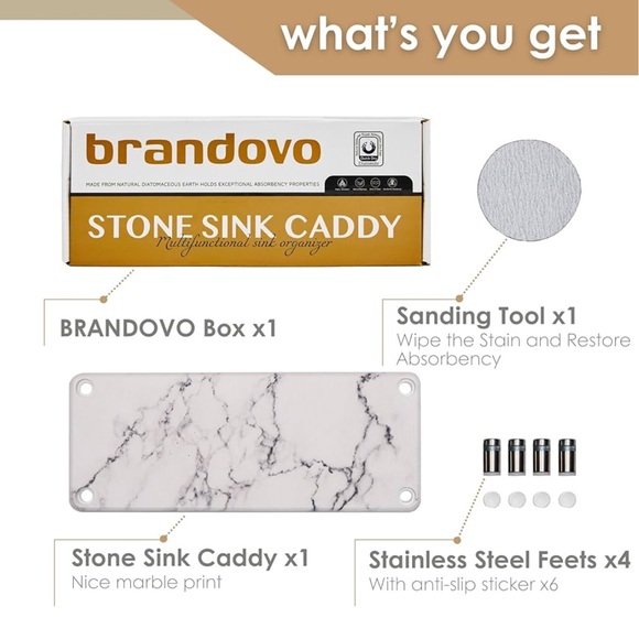 NWT Stone Marble Tray Fast Drying Stone Sink Kitchen Soap Caddy 9.8x3.9 inches - Picture 5 of 6